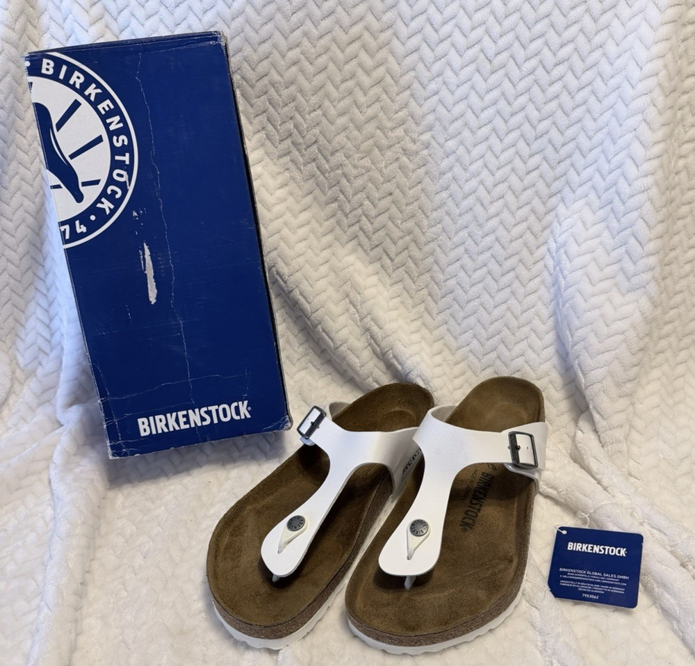 Birkenstock Birko Flor GIZEH White Buckle EU 41 US 10 Regular Fit 0745531
